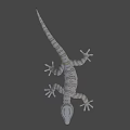 3D Gecko Game Movie Character With White Gray Pattern And Yellow Eyes