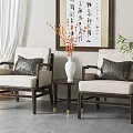 New Chinese Casual Sofa Combination Single Sofa Combination 3d model