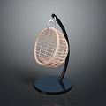Bird Hanging Cage with Light Pink Woven Structure Black Stand and Circular Base