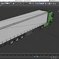 Green Modern Semi Truck Featuring White Cargo Trailer And Sleek Design