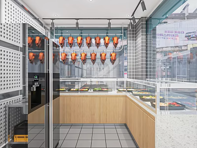 Modern Restaurant Open Kitchen Interior With Island Counter And Appliances 3d model