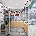Modern Restaurant Open Kitchen Interior With Island Counter And Appliances