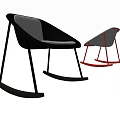 Modern Leisure Rocking Chair With Black And Red Frame And Curved Backrest Design
