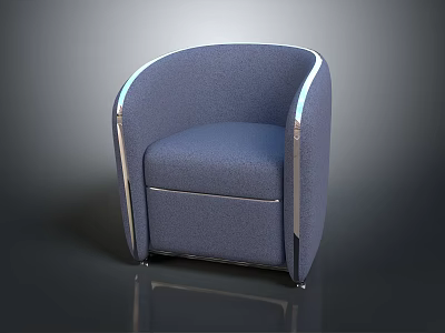 Sleek Blue Fabric Armchair With Metallic Trim And Modern Design 3d model