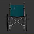 Industrial Wheelchair With Green Padded Seat And Steel Frame For Mobility Support