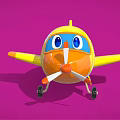 Yellow Electric Toy Airplane With Cute Design Blue Windows Orange Nose Propeller And Wheels