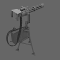 3D Model Military Machine Gun With Tripod Barrel Cable And Storage Box