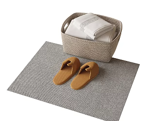 Bathroom Slippers Towels 3d model