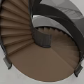 Modern Spiral Staircase With Glass Railing And Brown Steps In Minimalist Interior