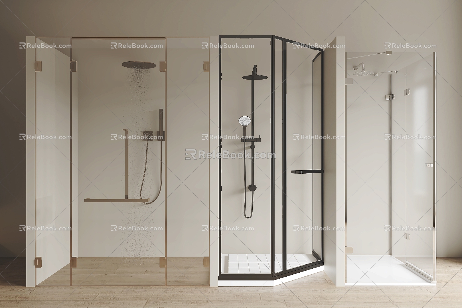 Modern shower room shower cubicle shower partition glass partition shower head 3d model