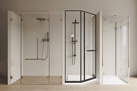 Modern shower room shower cubicle shower partition glass partition shower head 3d model