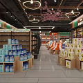 Modern Supermarket Beverage And Dairy Section With Neatly Arranged Shelves And Well Organized Product Displays