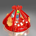 Red Decorative Structure With Colorful Spheres Leaf Decorations And Lights For Splendors 3d model