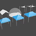 Colorful Outdoor Tents And Canopies Including Dome Structure And Blue White Designs