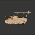 Golden Tank Model With Metallic Texture Shiny Surface Detailed Tracks And Turret