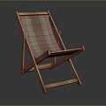 Foldable Wooden Frame Deck Chair With Striped Fabric For Outdoor Relaxation