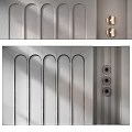 Modern Luxury Accent Wall Design With Vertical Stripes And Circular Metal Accents