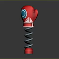 Red Boxing Glove Shaped Spring Loaded Training Device With Blue Accent