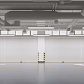 Spacious Well Lit Parking Lot with Directional Arrows Gray Floor and Parked Vehicles