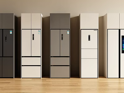 Modern Refrigerators With Various Colors And Styles On Display For Kitchen 3d model