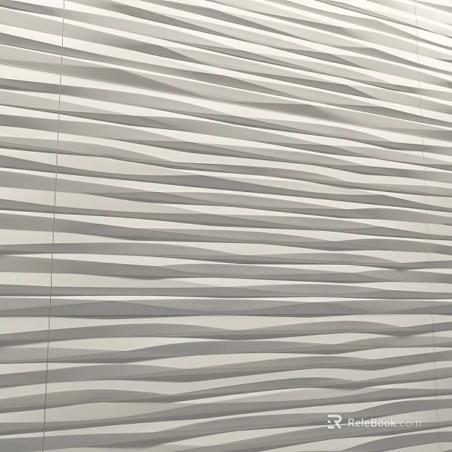 Modern Gray White Wavy Texture Wall Interior With Decorative Design Patterns 3d model 