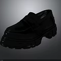 Black Leather Loafer Shoes With Thick Platform Sole For Casual Style