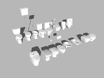 Various Types of Modern Toilet Designs and Bathroom Accessories Collection 3d model