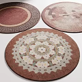 Stylish Round Rugs With Geometric Patchwork And Floral Design Patterns For Home Decor 3d model
