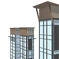 Modern Elevator Design With Glass Curtain Wall And Wooden Top Structure