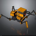 Yellow And Black Mechanical Spider Robot With Multiple Legs And Red Eye