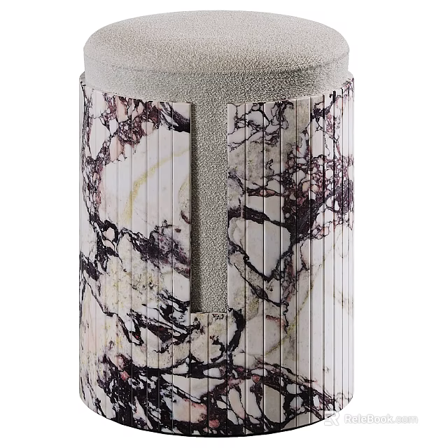 Modern Elegant Sofa Stool With Marble Texture And Smooth Surface Design 3d model