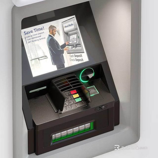 ATM Machine With Interactive Screen And Interface 3d model 
