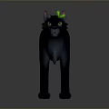 Black Wolf 3D Character Model With Green Eyes And Spiked Ears