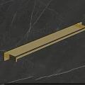 Sleek Golden Door Handle Design Mounted On Gray Marble Wall Surface 3d model