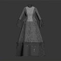 Vintage Style Women's Dress With Lace Details Long Sleeves And Layered Skirt