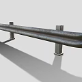 Wavy Metal Guardrail Structure with Supporting Posts for Road Safety Applications 3d model