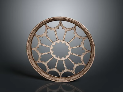 Architectural Circular Window Lattice With Intricate Gothic Pattern Design 3d model