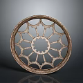 Architectural Circular Window Lattice With Intricate Gothic Pattern Design