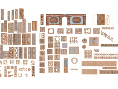 Chinese window grilles 3d model