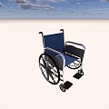 Medical Device Wheelchair With Blue Seat Metal Frame And Footrests For Mobility Assistance