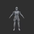 Detailed Gray Tactical Full Body Character 3D Model With Helmet And Gear