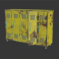 Yellow Rusty Metal Locker With Numbered Doors And Rust Spots For Hardware Tools Storage 3d model