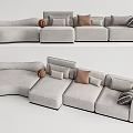 Light Colored Modular Sectional Sofa With Multiple Throw Pillows And Modern Design