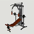 Multifunctional Home Fitness Equipment With Red Seat And Barbell For Training