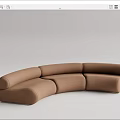 Modern Curved Brown Fabric Sofa With Unconventional Shape For Living Room