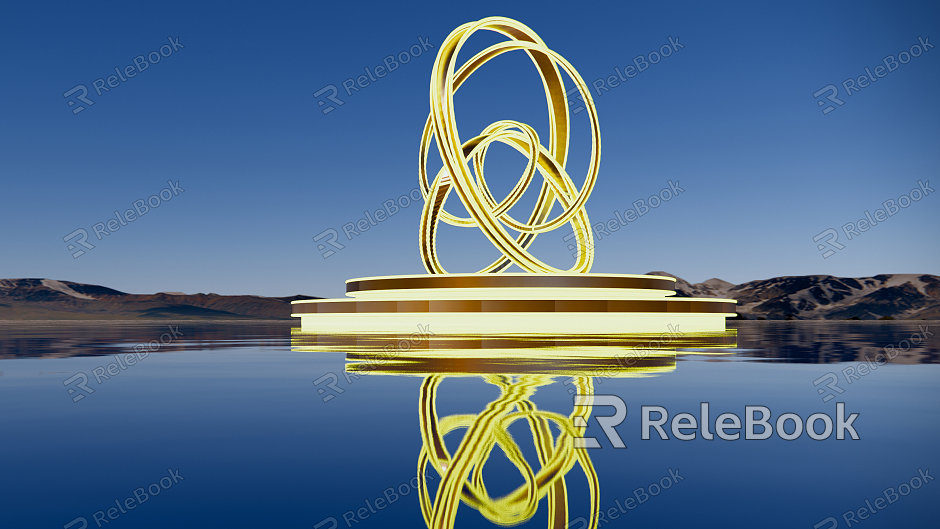 Modern Urban Sculpture Rotating Spiral Ring Luminous Abstract Sculpture model