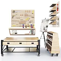 Commercial Equipment Featuring Tool Pegboard Workbench and Mobile Storage Racks for Workshops 3d model