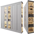 Gray Cabinet With Glass Doors Shelves Books Decorations And Lighting