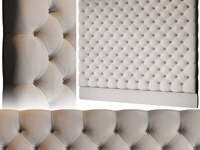 Light Colored Tufted Upholstered Wall Panels With Diamond Pattern And Soft Texture 3d model