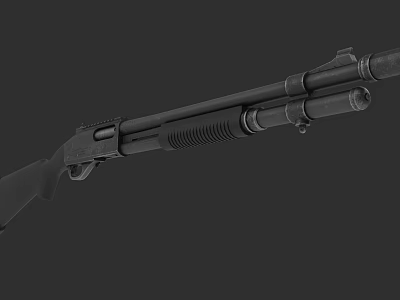 Black Tactical Shotgun 3D Model with Detailed Structure and Components 3d model